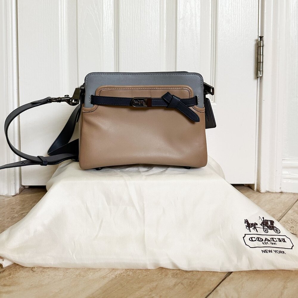 Coach Tate Carryall Bag Taupe Granite Leather Crossbody Shoulder Medium